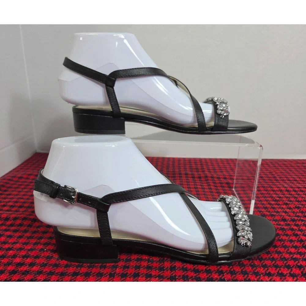 Naturalizer Macy Black Embellished  Women's Strappy Sandal Size 7M EUC